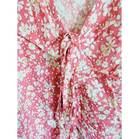Suzanne Betro 4X Floral 3/4 Flutter Sleeve Blouse‎ Pink White Floral Rayon NWT - Picture 8 of 10